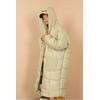 Kapitone Kumaş Uzun Kol  Oversize/Salaş Kadın Mont-Mint