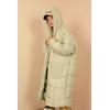 Kapitone Kumaş Uzun Kol  Oversize/Salaş Kadın Mont-Mint