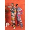 Saten Kumaş Batik Desen Kadın Kimono-Fuşya