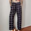 Anime Harajuku Street Siyah Beyaz Kareli Rahat (Unisex) Pantolon