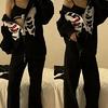 Anime Siyah Harajuku Chest And Heart (Unisex) Kapüşonlu Sweatshirt