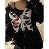 Anime Siyah Harajuku Chest And Heart (Unisex) Kapüşonlu Sweatshirt