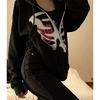 Anime Siyah Harajuku Chest And Heart (Unisex) Kapüşonlu Sweatshirt