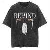 Antrasit Anime Jujutsu Kaisen Behind Unisex Yıkamalı Kumaş T-Shirt