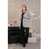 Atlas Kumaş Oversize Kadın Ceket-Gri