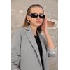 Atlas Kumaş Oversize Kadın Ceket-Gri