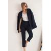 Atlas Kumaş Oversize Kadın Ceket-Lacivert