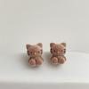 Bej Hello Kitty Peluş Küpe
