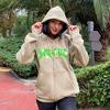 Bej Trouble Star Kalın Kumaş Fermuarlı (Unisex) Kapüşonlu Sweatshirt