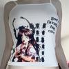 Beyaz Anime God's Favorite Bug Eater Askılı Crop