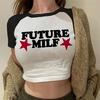 Siyah Raglan Future Milf Kısa Kollu Crop