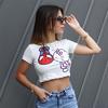 Beyaz Hello Kitty And Spider-Man Kissing Yarım T-Shirt