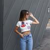 Beyaz Hello Kitty And Spider-Man Kissing Yarım T-Shirt