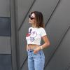 Beyaz Hello Kitty And Spider-Man Kissing Yarım T-Shirt