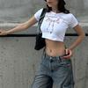 Beyaz Protect Your Heart Kısa Kollu Crop
