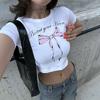 Beyaz Protect Your Heart Kısa Kollu Crop