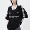 Beyaz Şerit Detay Siyah Winnersquad V Yaka Unisex T-Shirt