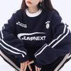 Beyaz Şeritli Jumpnext Retro Lacivert (Unisex) Uzun Kollu