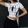 Beyaz Spider Cosplay Kısa Kollu Crop