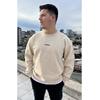 Brigade  Baskılı Bisiklet Yaka Oversize Sweatshirt-Bej