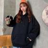 Düz Oversize Kalın Siyah Fermuarsız (Unisex) Kapüşonlu Sweatshirt