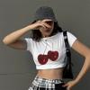 Ekru Cherry Kısa Kollu Crop