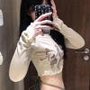 Ekru Killer College Girls Uzun Kollu Crop