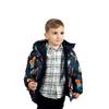 Erkek Çocuk İçi Polarlı Kapüşonlu Roket Desenli Kışlık Şişme Mont & Kaban & Parka