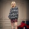 Etnik Siyah Gothic Desenli Oversize Kazak