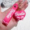 Fuşya Barbie Kalp Silikon Anahtarlık