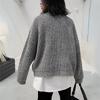 Gri Unisex Siyah Kalp Oversize Kazak