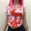 Harajuku Fashion Girls Girls Pembe Yarım Kadın T-Shirt