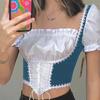Harajuku Medieval Style Mavi Yarım Kadın T-Shirt