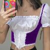 Harajuku Medieval Style Mor Yarım Kadın T-Shirt