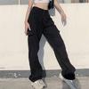 Harajuku Siyah Beli Lastikli Kargo Pantolon