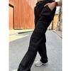 Harajuku Siyah Beli Lastikli Kargo Pantolon