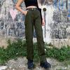 Harajuku Yeşil Beli Lastikli Kargo Pantolon