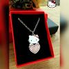 Hello Kitty Kırmızı Puantiyeli Kalp Kolye