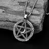 Hilal Figürlü İşlemeli Pentagram Kolye