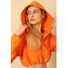 Jakar Kumaş Kapüşonlu Soğan Desen Kadın Crop Sweat-Oranj