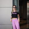 K-Pop Black Pink Logo Pembe Biyeli Siyah Yarım T-Shirt