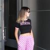 K-Pop Black Pink Logo Pembe Biyeli Siyah Yarım T-Shirt