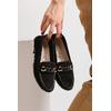 Kadın Hakiki Deri Loafer BY173 - Siyah Süet