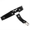 Kalp Detay Siyah Suni Deri Jartiyer Bacak Choker