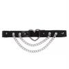 Kalp Tokalı İkili Zincirli Siyah Punk Deri Bacak Choker