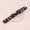 Kalp Tokalı İkili Zincirli Siyah Punk Deri Bacak Choker