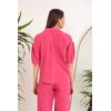 Keten Kumaş Crop Oversize Kadın Gömlek-Fuşya