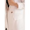 Keten Kumaş Oversize Kadın Ceket-Ekru