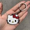 Kırmızı Kurdeleli Hello Kitty Face Anahtarlık
