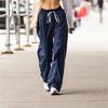 Lacivert Beli Lastikli Şeritli Baggy Pantolon